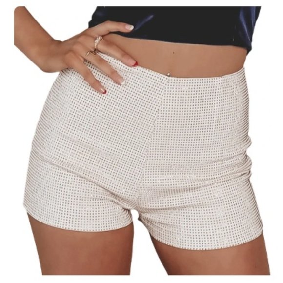 Shiny High-Waist Rhinestone Shorts - Picture 1 of 2